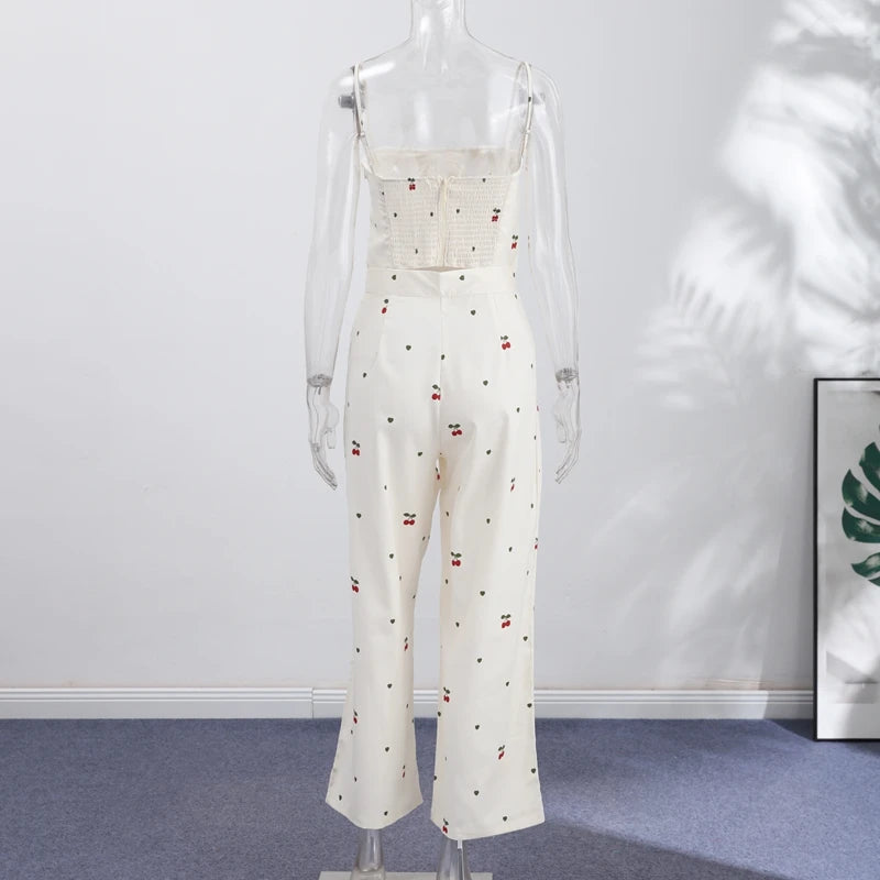 Valentina Striped Lace-Up Tube Top & Wrap Wide-Leg Pants Two-piece