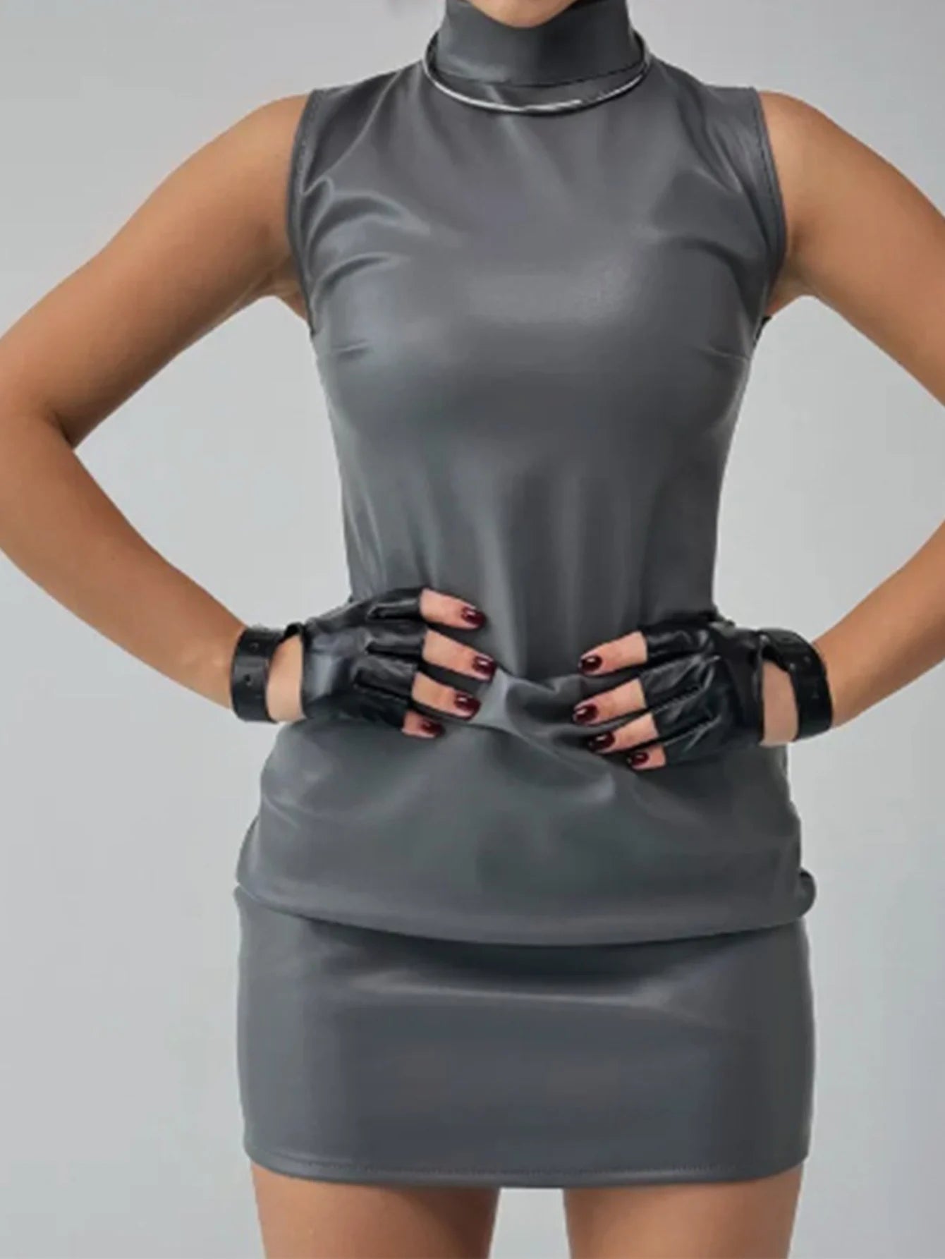 Anaïs Faux-Leather Bodycon Mini Dress
