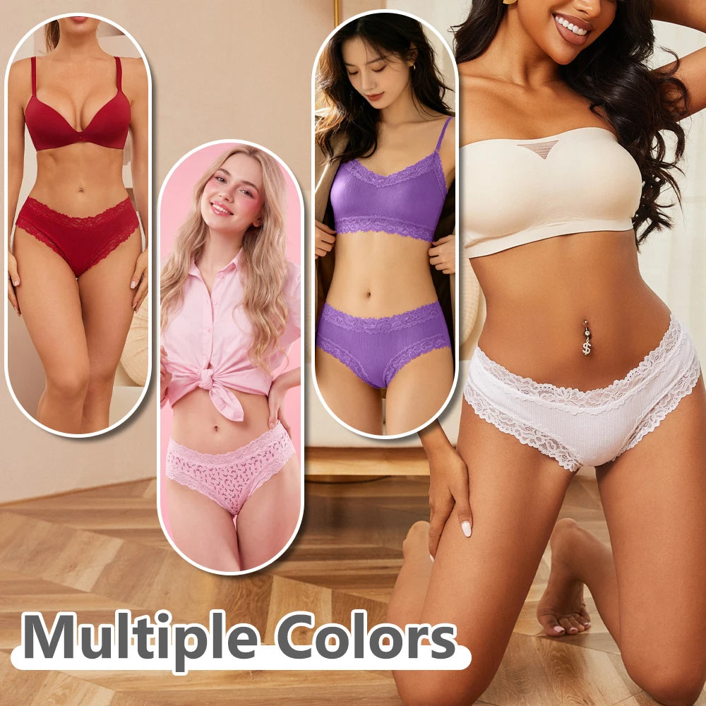 Brielle Floral Lace Bikini Panty Pack Lingerie 3-piece