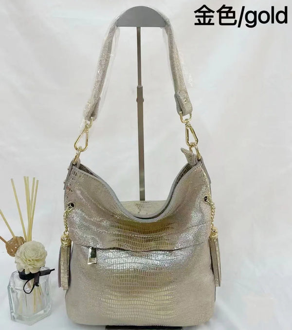 Lucienne Embossed Leather Bucket Bag