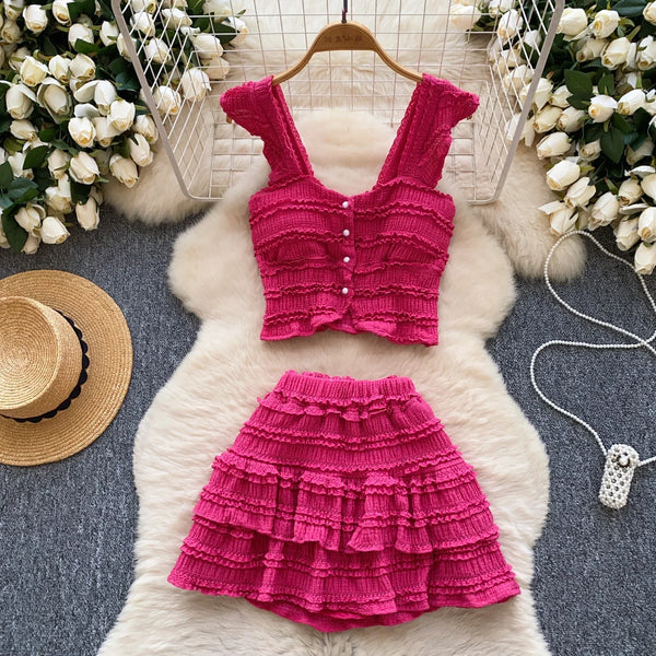 Marcelline Strapless Ruffle Top & Mini Skirt Two-piece