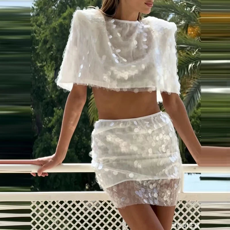Jessamine Sequin Mini Skirt Set Two-piece