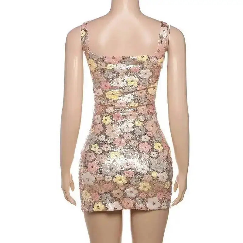 Townlike Floral Sequin bodycon mini dress