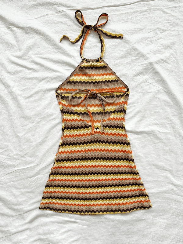 Ladies Spring/Summer Boho Chic Halter Dress Slim Sexy Mini Flowy Fashionable Women's Clothing