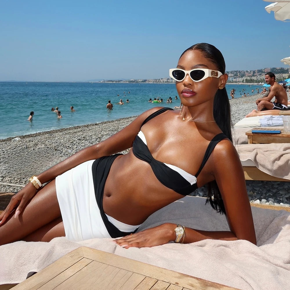 Nerina Knitted Long-Sleeve Bikini Three-piece