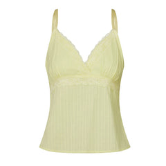 Luna Blush Lace Trim Spaghetti-Strap Sleeveless One-piece Top