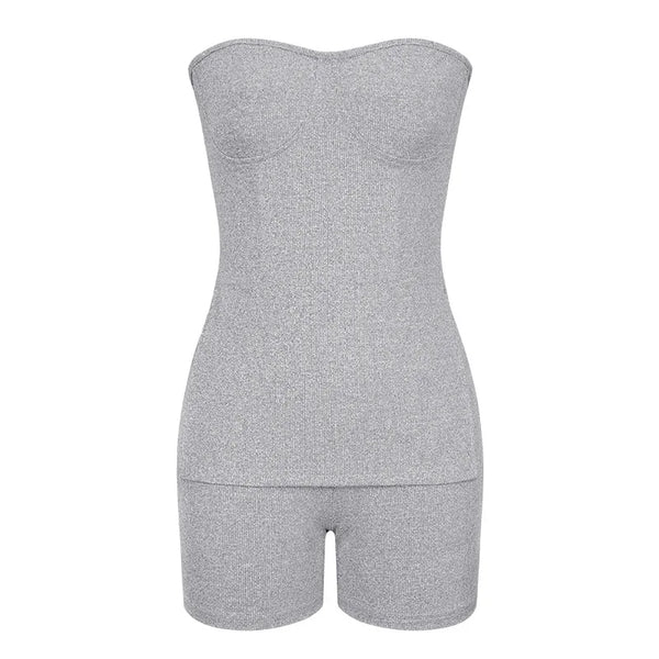 Kendall Tube Top Elastic Waist Shorts Set