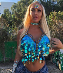 Sequin Rhinestone Bra Women Tee Gothic Blusas Corset Ladies Shirt Camis Party Woman Clothes y2k Crop Tops Ropa Club Tank Top