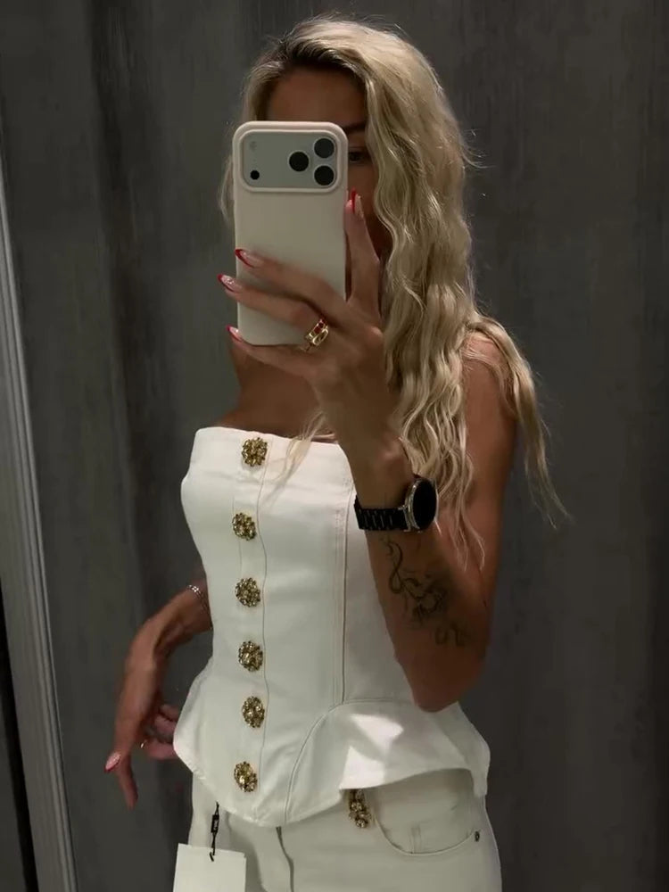 Gia Ruffle Sleeveless Corset Top One-piece