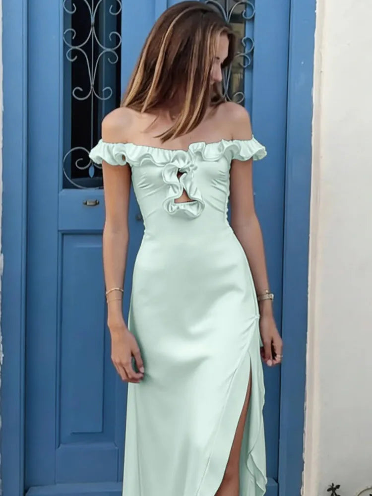 Isadora Cutout Off-Shoulder Ruffle Midi Dress