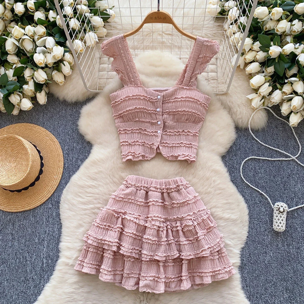 Marcelline Strapless Ruffle Top & Mini Skirt Two-piece