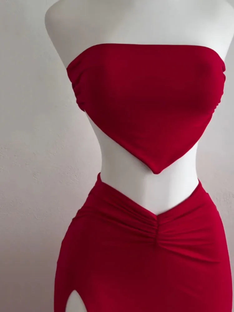 Romilly Strapless Crop Top & Split Midi Skirt Two-piece
