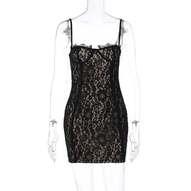 Anastasia Noir Lace Sculpt Mini Dress