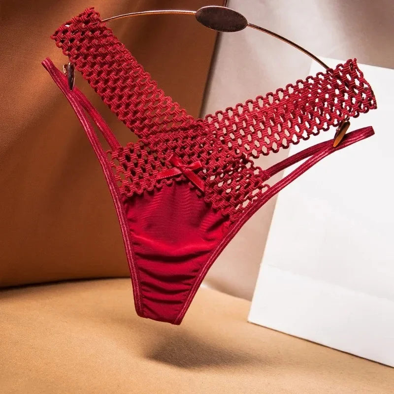 Calista Cross-Strap Ribbon Thong Lingerie One-piece