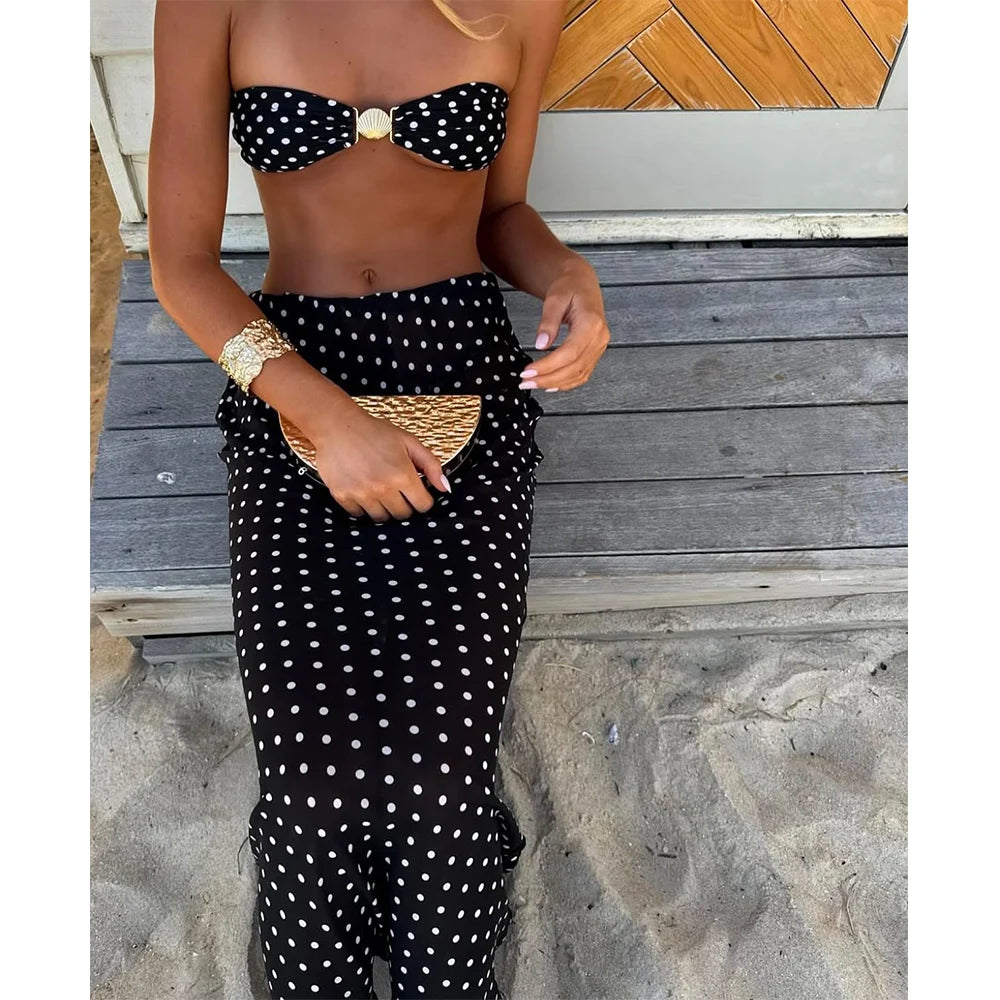 Dottie Polka-Dot Bandeau Bikini Skirt Three-piece Secondary image