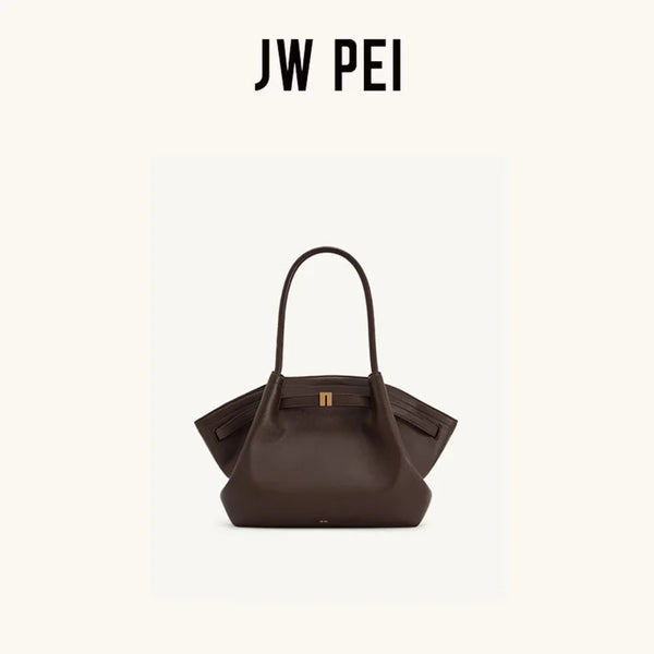JW PEI Hana Canvas Stitching Tote Bag For Women Luxury Vegan Leather Shoulder Hangbag Summer Casual Slouchy Hobo Work Bag