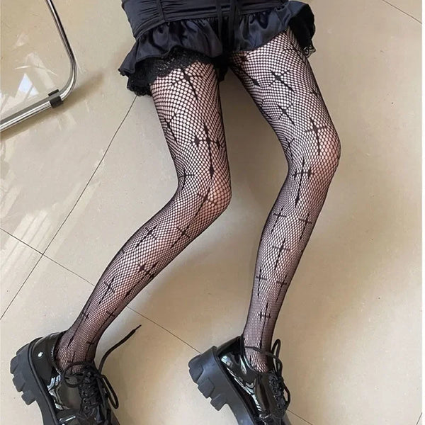 Salem Gothic Cross Fishnet Pantyhose