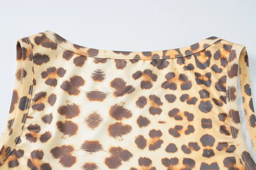 Leona Leopard Lace-Trim Bodycon Mini Dress