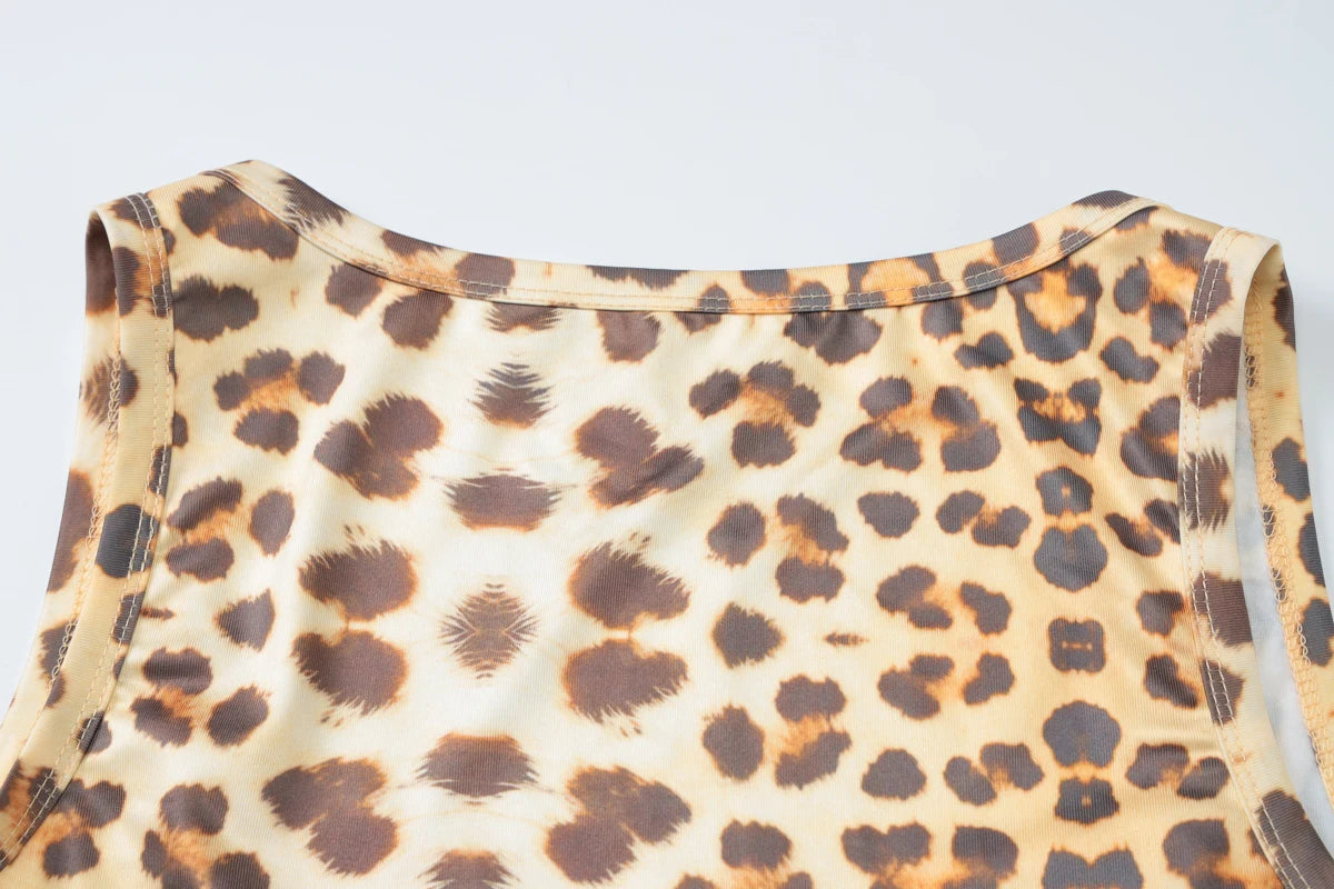 Leona Leopard Lace-Trim Bodycon Mini Dress