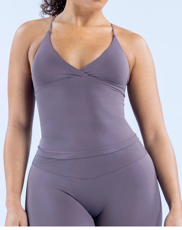 Vision Twist Front Longline Top Backless Sport Tank Top Women Yoga Vest with Removable Cups Quick Dry Thin Strap Fitness Gym Top