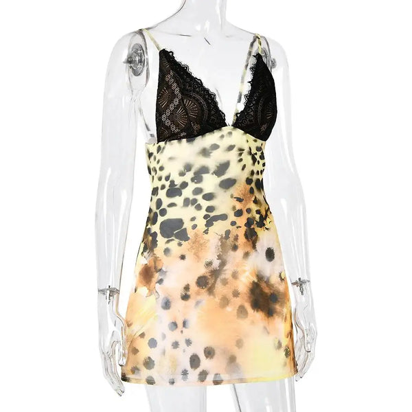 Giselle Leopard Lace A-Line Mini Dress