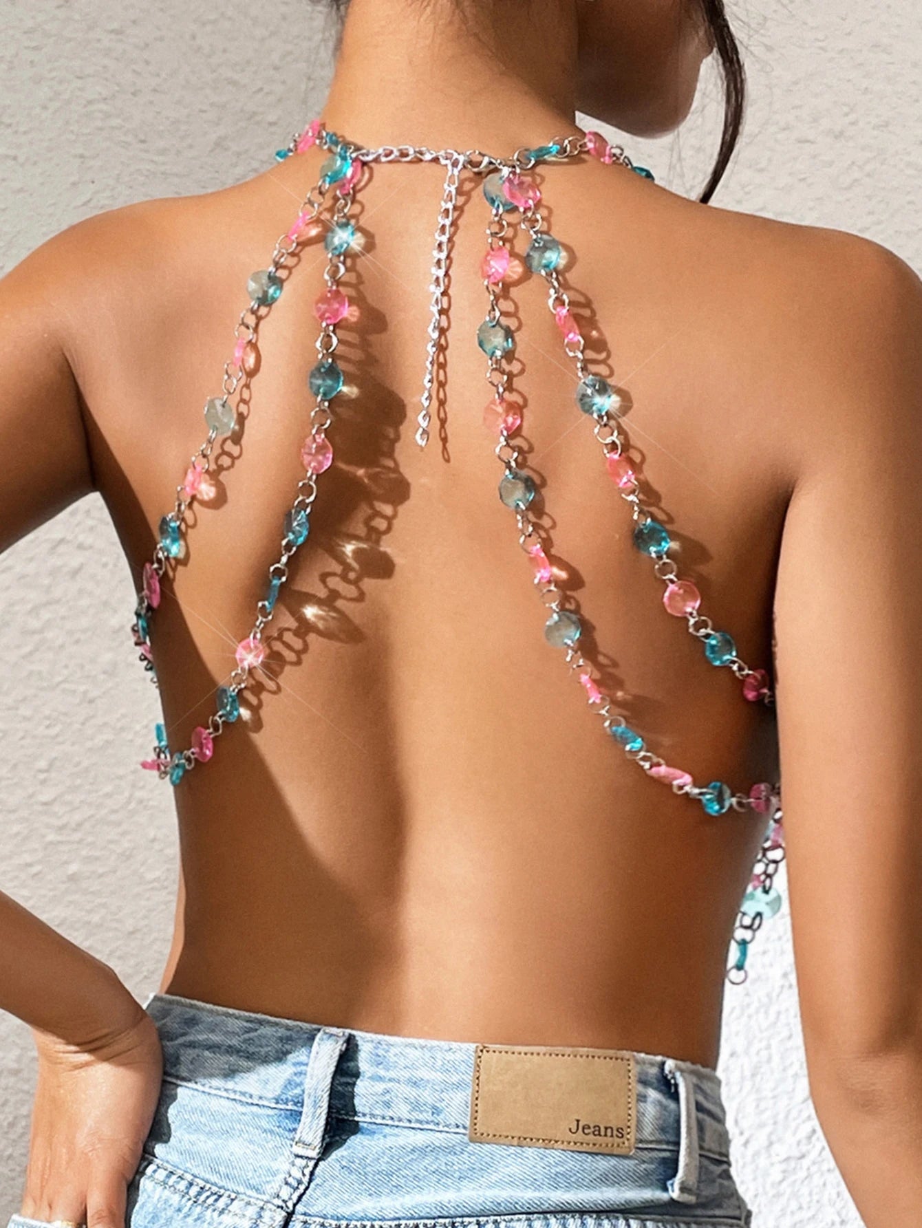 Virelia Crystal Metal Halter Crop Top Secondary image