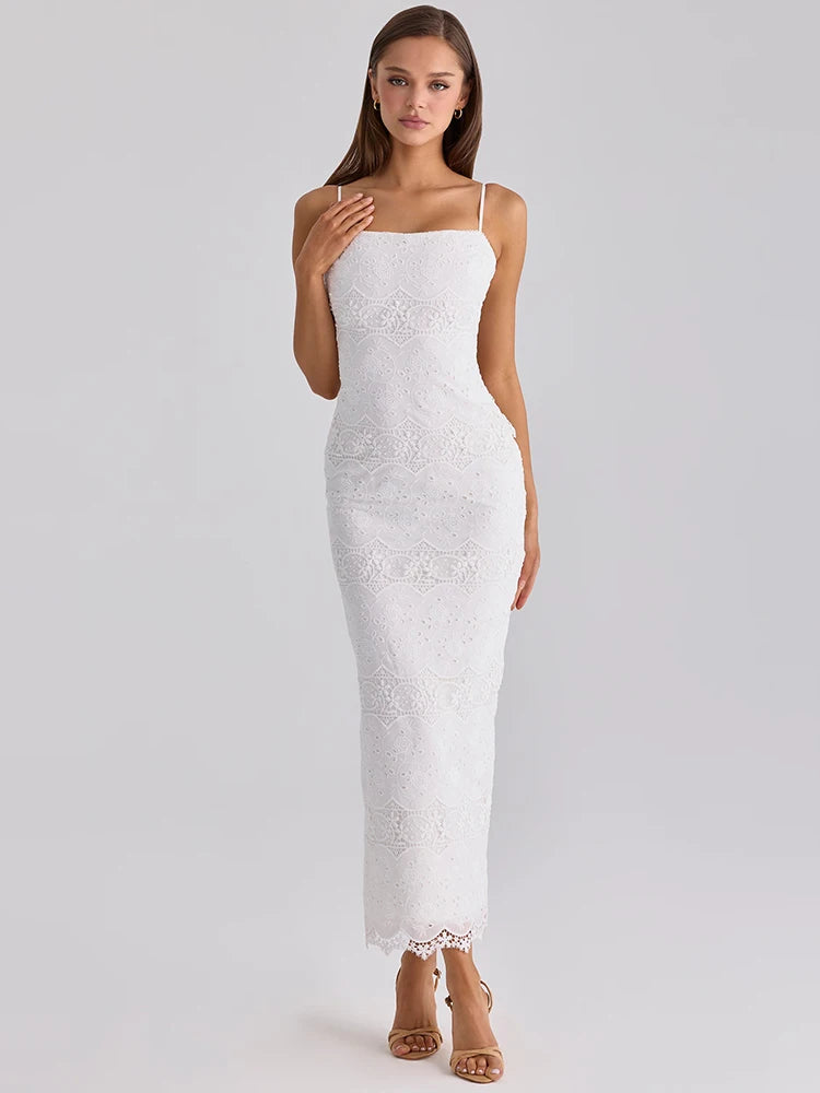 Isla Blanc Lace Maxi Dress