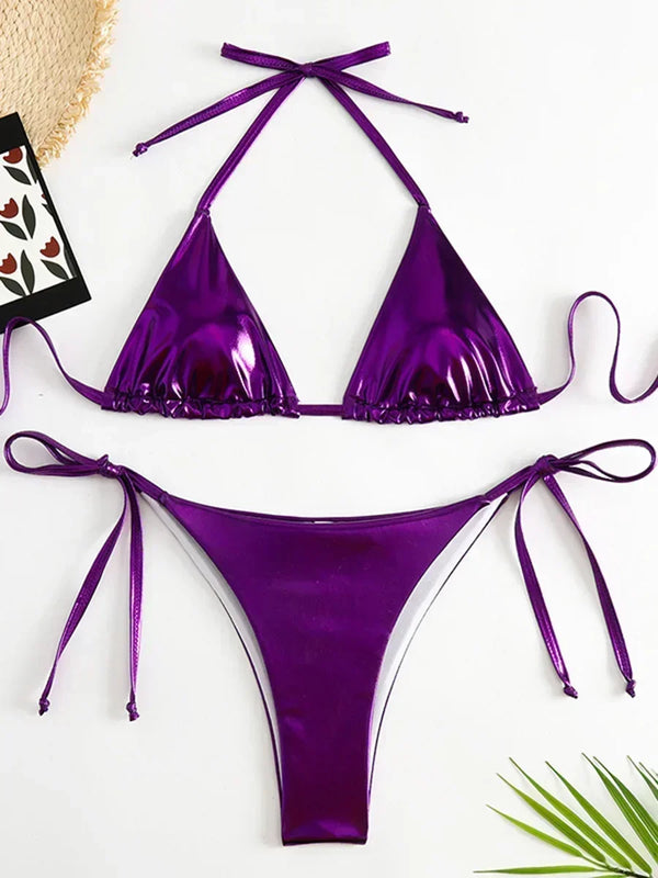 Roxana Faux-Leather String Bikini Two-piece