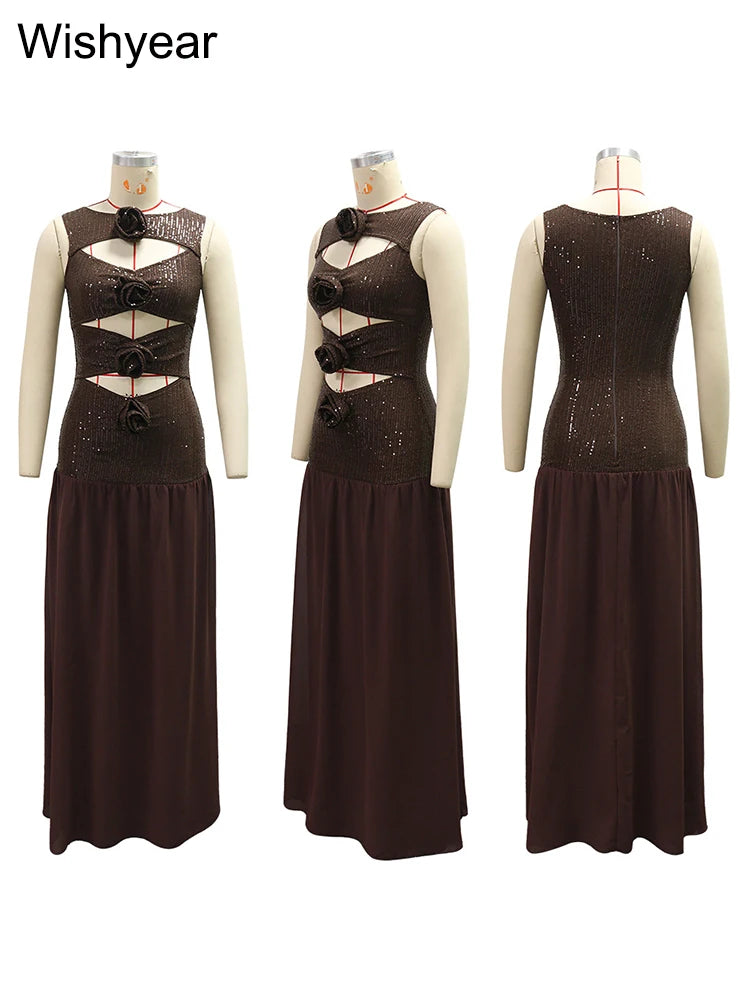 Reina Sequin Cutout Maxi Dress