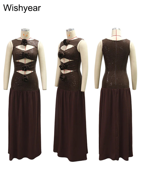 Reina Sequin Cutout Maxi Dress