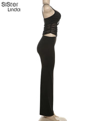 Scarlett Noir Sheer Wrap Maxi Dress