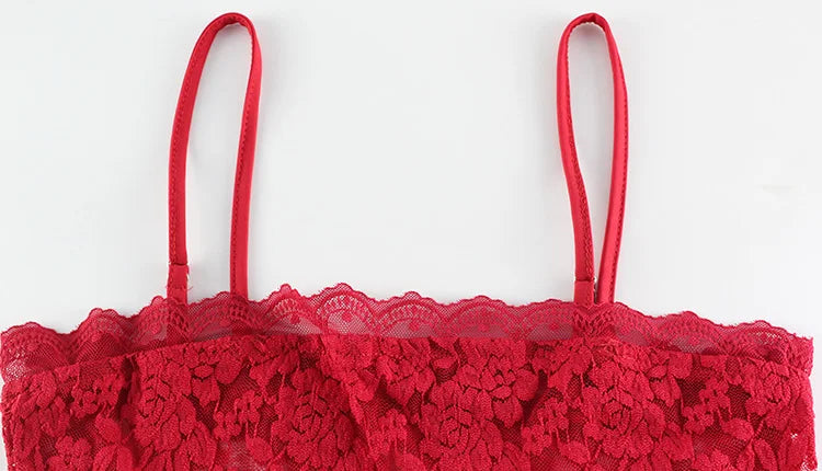 Fenwicka Red Lace Cami Top & Sheer Maxi Skirt Two-Piece Set