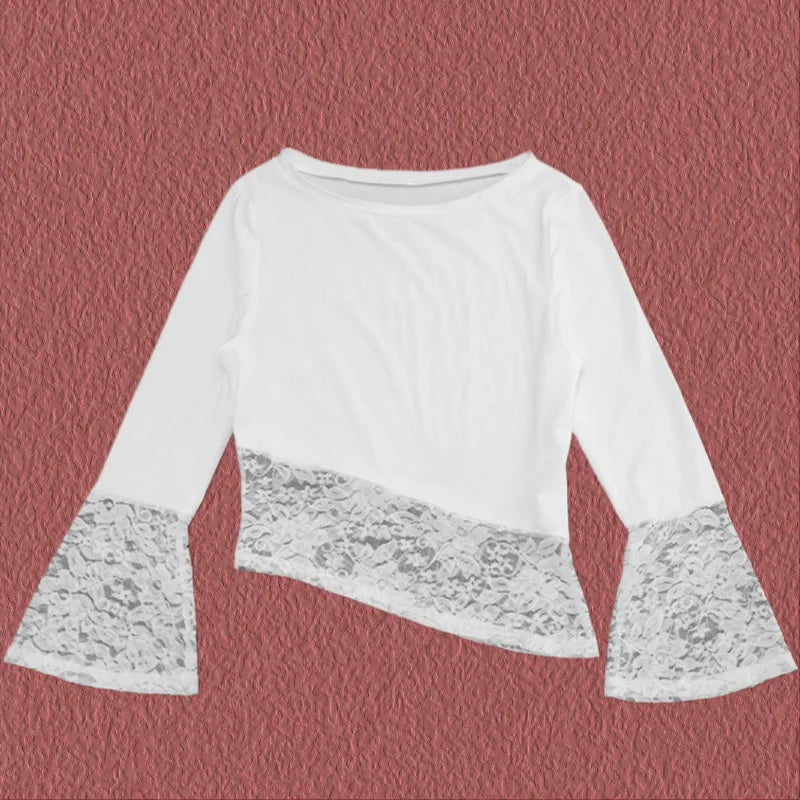 Alina Ivory Lace Flare Sleeve Top