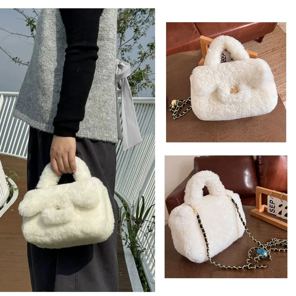 Alba Lamb-Wool Square Crossbody Bag