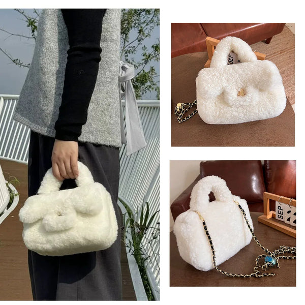Alba Lamb-Wool Square Crossbody Bag