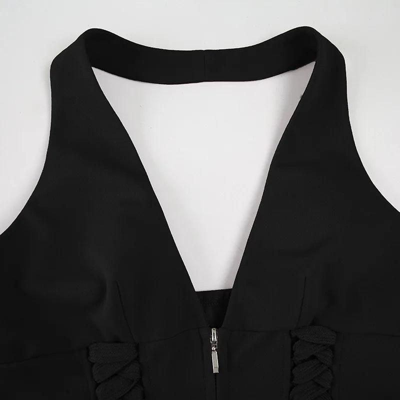 Xanthe Zipper Halter Crop Top One-piece