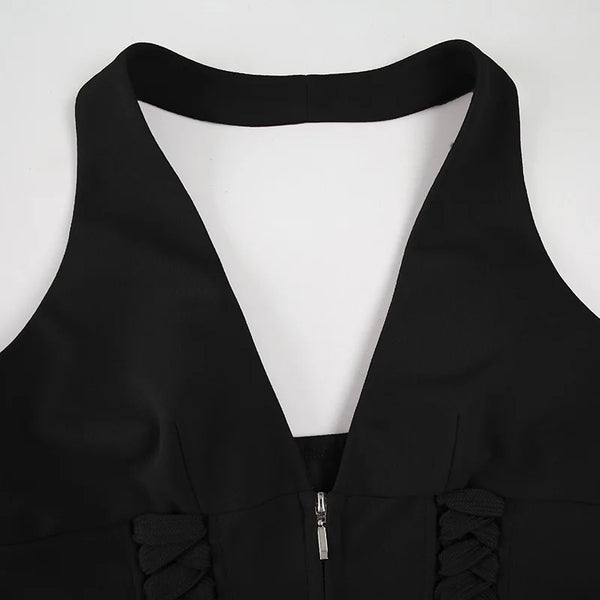 Xanthe Zipper Halter Crop Top One-piece