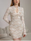 Valencia Floral Lace Long-Sleeve Mini Dress