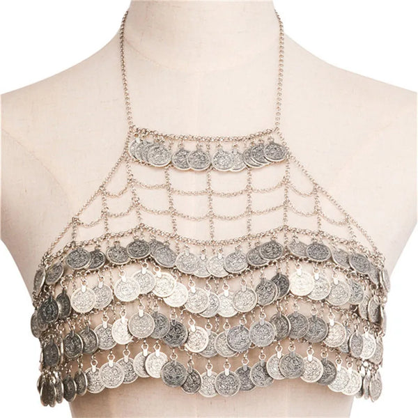 Santorini Coin Chain Halter Top