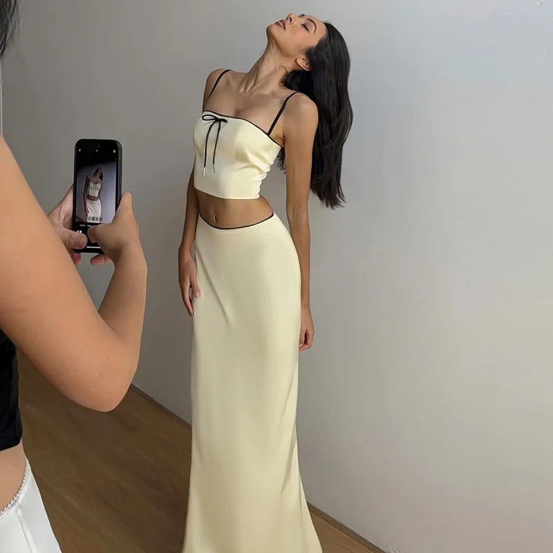 Liana Satin Cami Maxi Skirt Set Two-piece