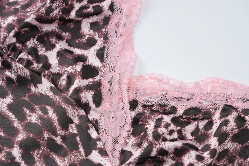 Fawn Leopard Lace-Ruffle Mini Dress