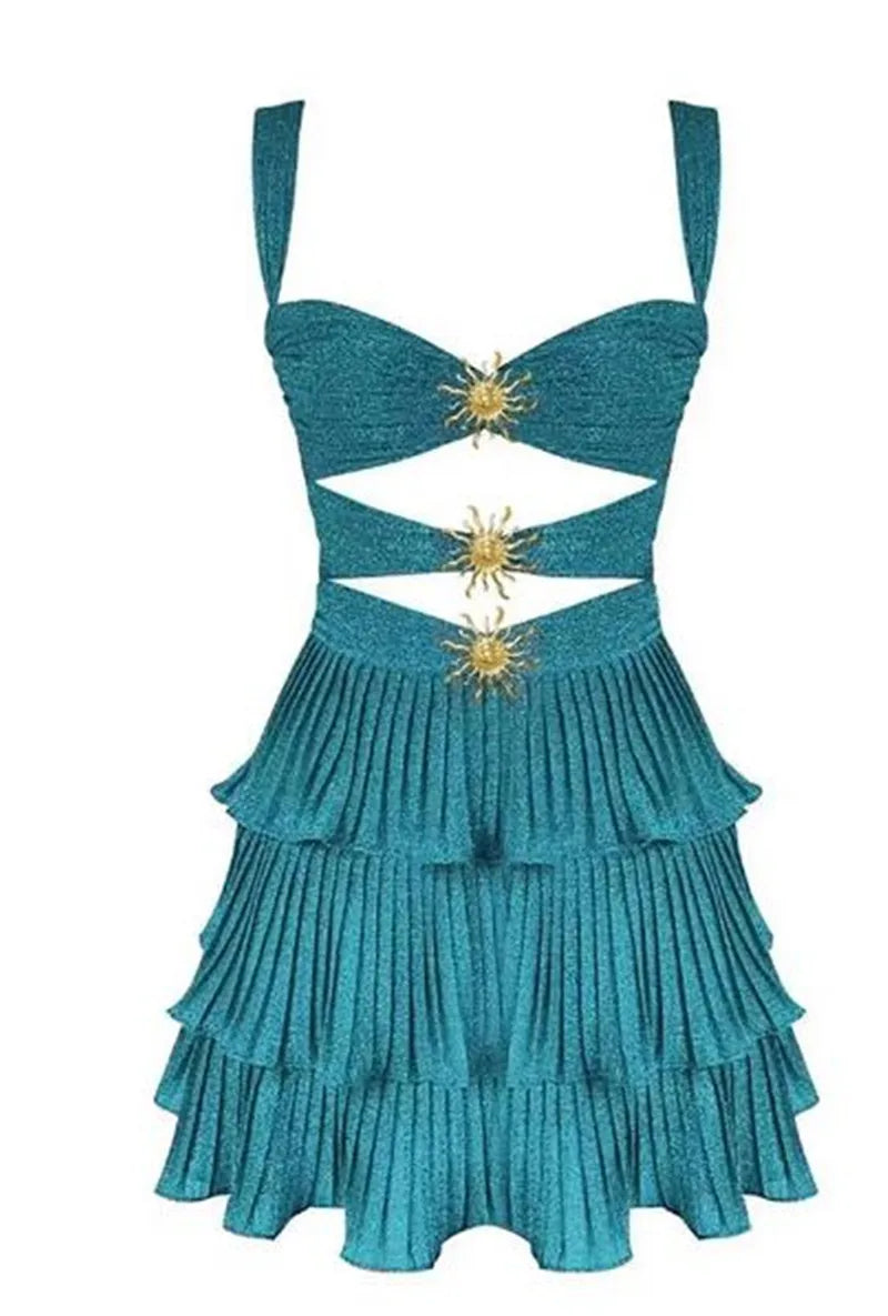 Reina Starfish Sequin Cutout Ruffle Mini Dress