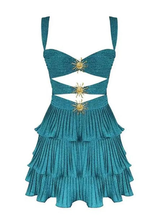 Reina Starfish Sequin Cutout Ruffle Mini Dress