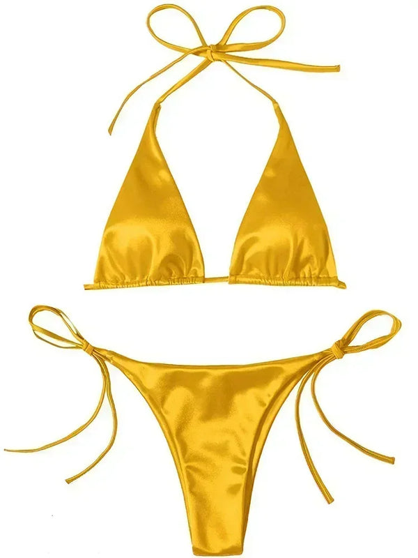 Valentina Metallic Wrap Halter Bikini Two-piece