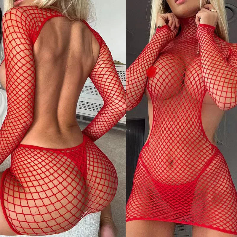 Midnight Temptation Fishnet Mesh Lingerie Two-piece