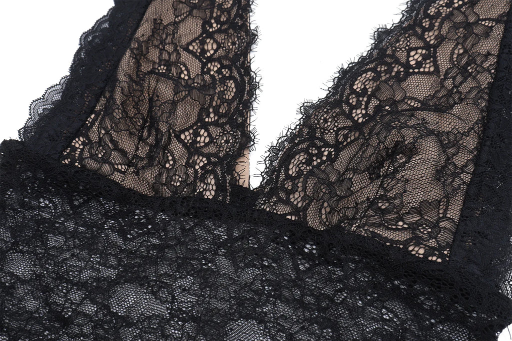 Nerissa Sheer Lace V-Neck Top One-piece