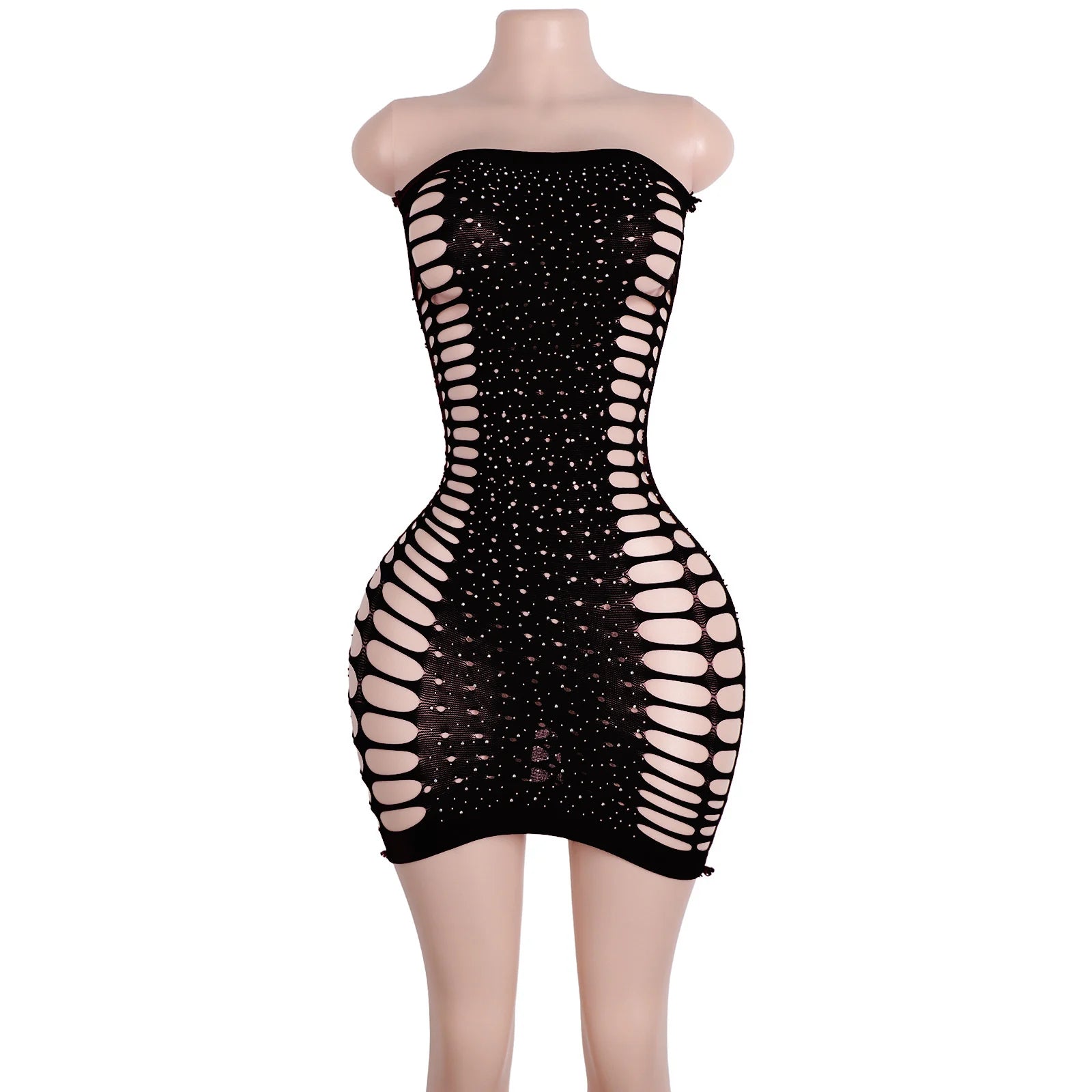 Obsidian Siren Fishnet Rhinestone Lingerie