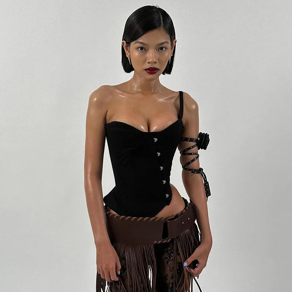 Vesper Asymmetrical Corset Crop Top One-piece