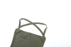 Luna Olive Crossback Ribbed Crop Top