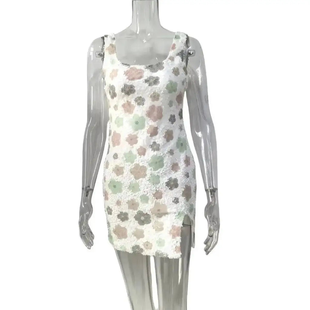 Townlike Floral Sequin bodycon mini dress